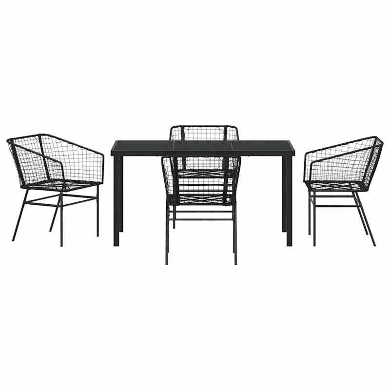 vidaXL 5 Piece Poly Rattan Garden Dining Set in Black