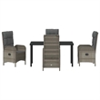 vidaXL 5 Piece Poly Rattan Garden Dining Set with Cushions in Grey