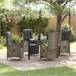 vidaXL 5 Piece Poly Rattan Garden Dining Set with Cushions in Grey