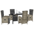 vidaXL 5 Piece Poly Rattan Garden Dining Set with Cushions in Grey