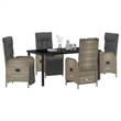 vidaXL 5 Piece Poly Rattan Garden Dining Set with Cushions in Grey