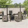 vidaXL 5 Piece Poly Rattan Garden Dining Set with Cushions in Grey