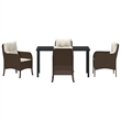 vidaXL 5 Piece Poly Rattan Garden Dining Set with Cushions in Brown