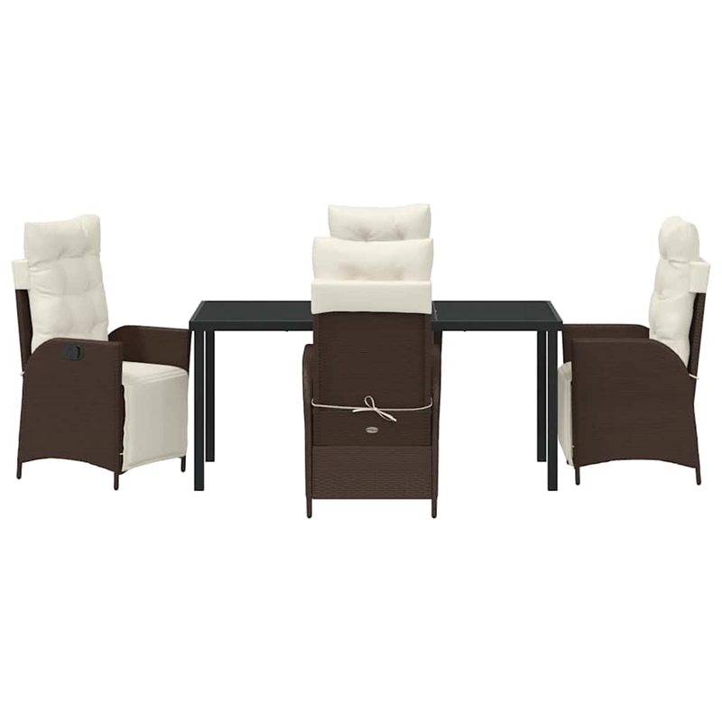 vidaXL 5 Piece Poly Rattan Garden Dining Set with Cushions in Brown