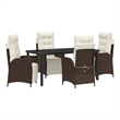 vidaXL 5 Piece Poly Rattan Garden Dining Set with Cushions in Brown