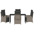 vidaXL 5 Piece Poly Rattan Garden Dining Set with Cushions in Grey