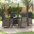 vidaXL 5 Piece Poly Rattan Garden Dining Set with Cushions in Grey