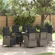 vidaXL 7 Piece Poly Rattan Garden Dining Set with Cushions in Grey