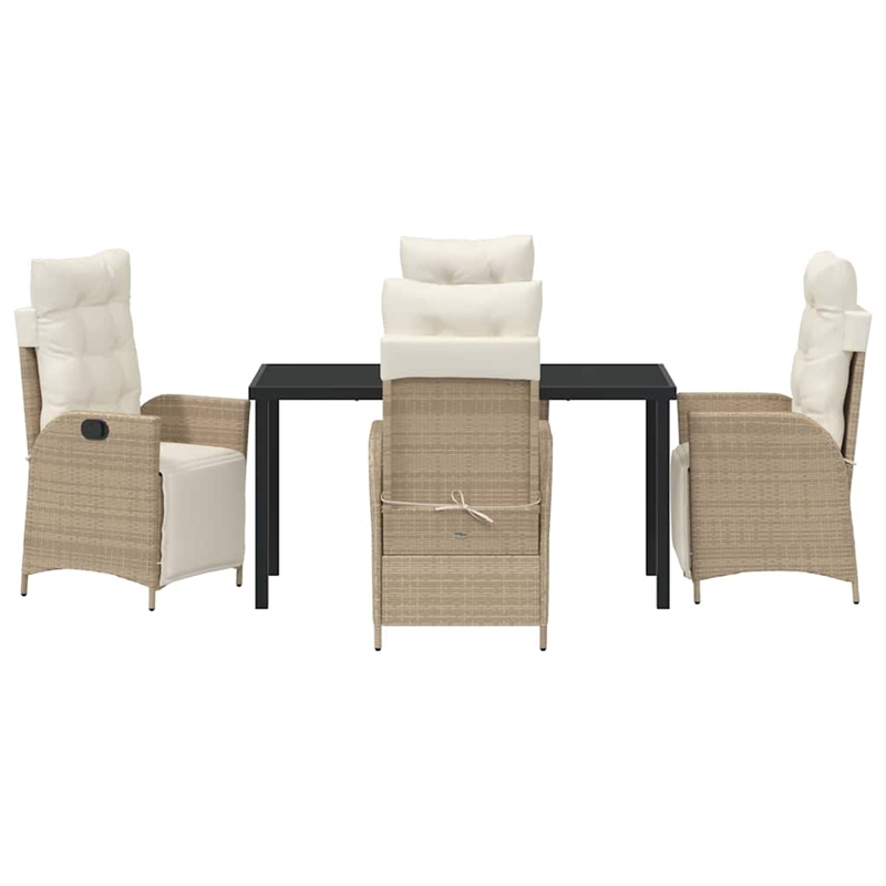 vidaXL 5 Piece Poly Rattan Garden Dining Set with Cushions in Beige