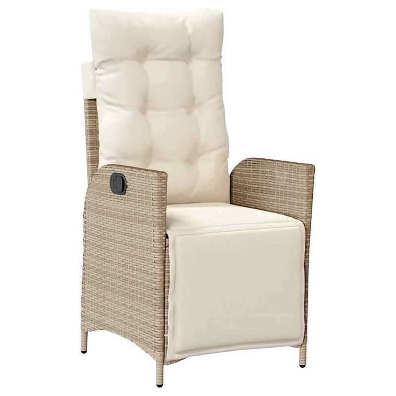 vidaXL 5 Piece Poly Rattan Garden Dining Set with Cushions in Beige