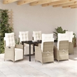 vidaXL 7 Piece Poly Rattan Garden Dining Set with Cushions in Beige