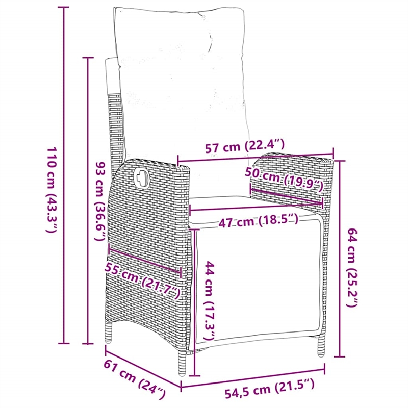 vidaXL 7 Piece Poly Rattan Garden Dining Set with Cushions in Beige