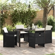 vidaXL 5 Piece Poly Rattan Garden Dining Set in Black