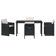 vidaXL 5 Piece Poly Rattan Garden Dining Set in Black