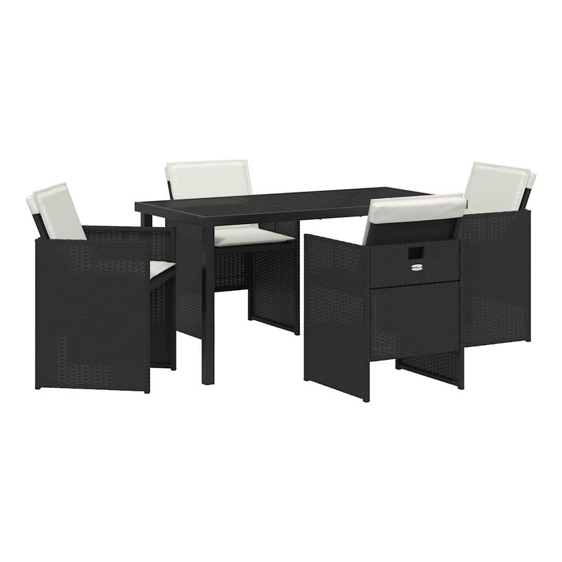 vidaXL 5 Piece Poly Rattan Garden Dining Set in Black