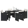 vidaXL 5 Piece Poly Rattan Garden Dining Set in Black