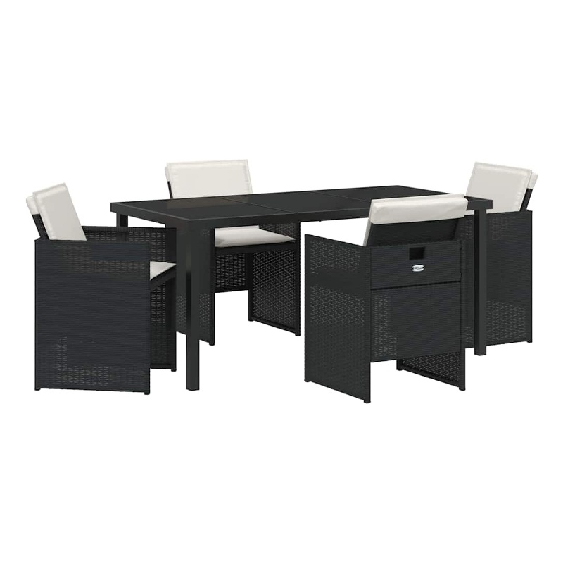 vidaXL 5 Piece Poly Rattan Garden Dining Set in Black