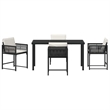 vidaXL 5 Piece Poly Rattan Garden Dining Set in Black