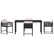 vidaXL 5 Piece Poly Rattan Garden Dining Set in Black
