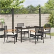 vidaXL 5 Piece Rattan Garden Dining Set in Black