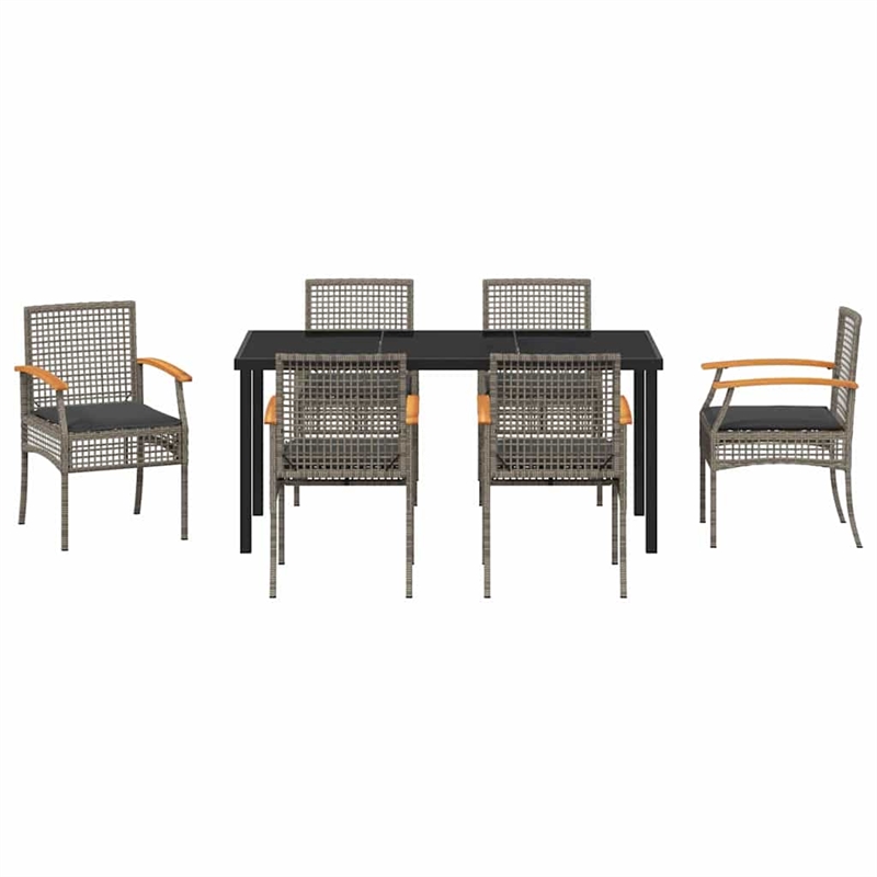 vidaXL 7 Piece Rattan Garden Dining Set in Gray