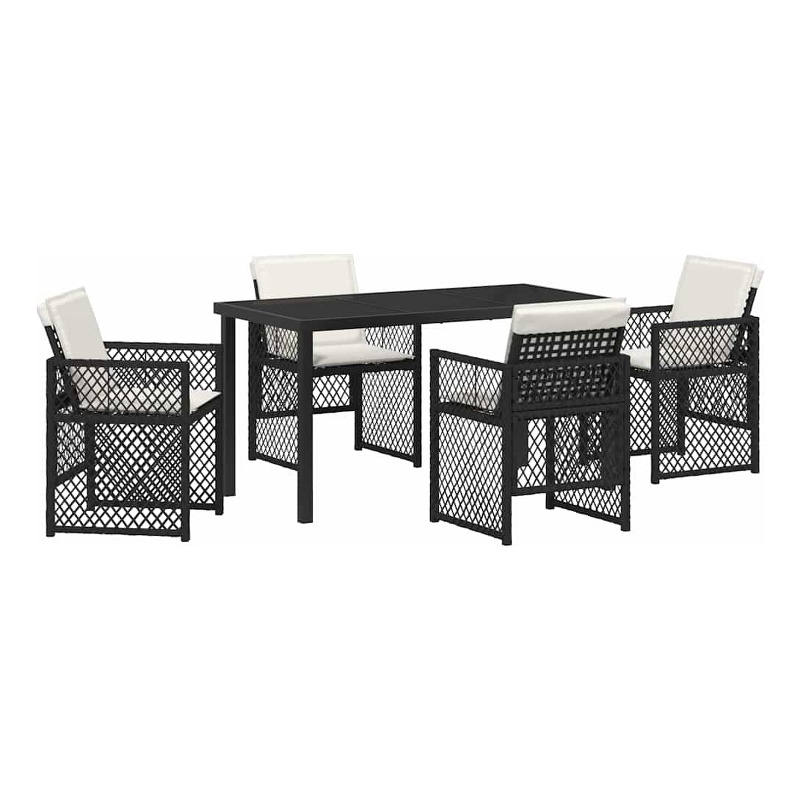 vidaXL 5 Piece Poly Rattan Garden Dining Set in Black