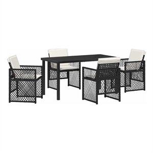vidaXL 5 Piece Poly Rattan Garden Dining Set in Black