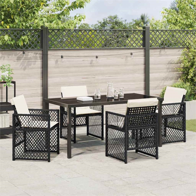 vidaXL 5 Piece Poly Rattan Garden Dining Set in Black