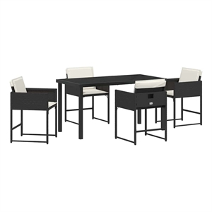 vidaXL 5 Piece Poly Rattan Garden Dining Set in Black