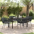 vidaXL 5 Piece Powder-Coated Steel Garden Dining Set with Cushions in Black