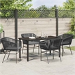 vidaXL 5 Piece Powder-Coated Steel Garden Dining Set with Cushions in Black
