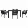 vidaXL 5 Piece Powder-Coated Steel Garden Dining Set with Cushions in Black