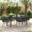 vidaXL 5 Piece Powder-Coated Steel Garden Dining Set with Cushions in Black