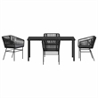 vidaXL 5 Piece Powder-Coated Steel Garden Dining Set with Cushions in Black