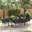 vidaXL 7 Piece Powder-Coated Steel Garden Dining Set with Cushions in Black
