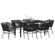 vidaXL 7 Piece Powder-Coated Steel Garden Dining Set with Cushions in Black
