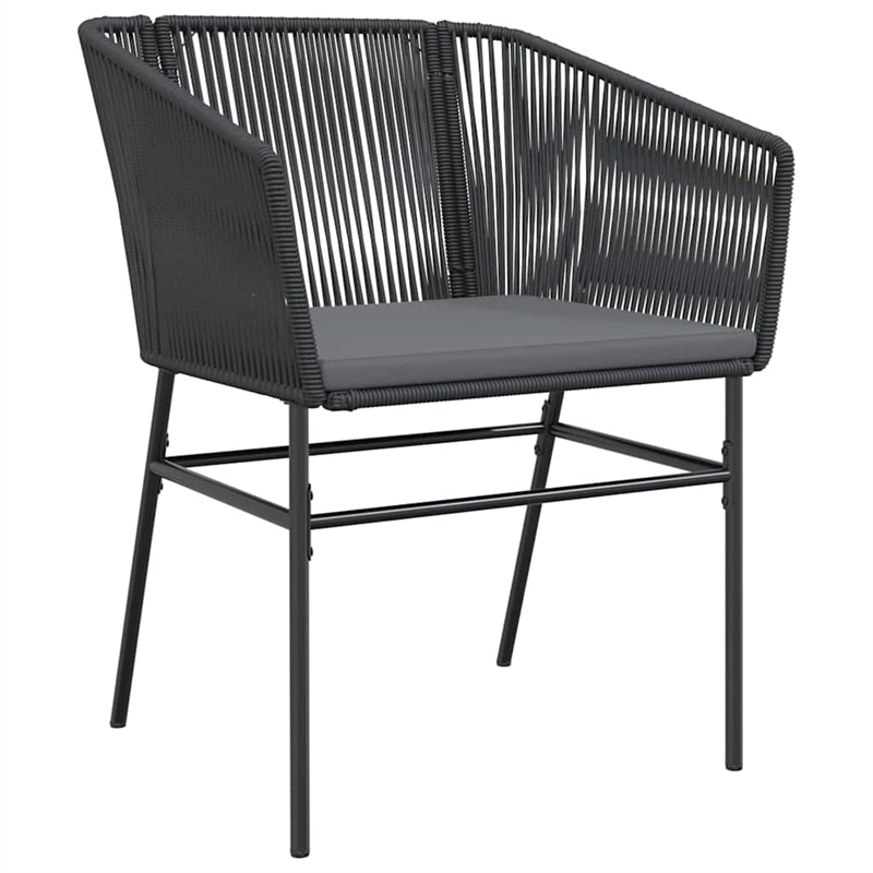 vidaXL 7 Piece Powder-Coated Steel Garden Dining Set with Cushions in Black