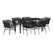 vidaXL 7 Piece Powder-Coated Steel Garden Dining Set with Cushions in Black