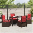 vidaXL 5 Piece Poly Rattan Garden Dining Set in Brown