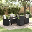vidaXL 5 Piece Poly Rattan Garden Dining Set in Black