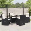 vidaXL 5 Piece Poly Rattan Garden Dining Set in Black