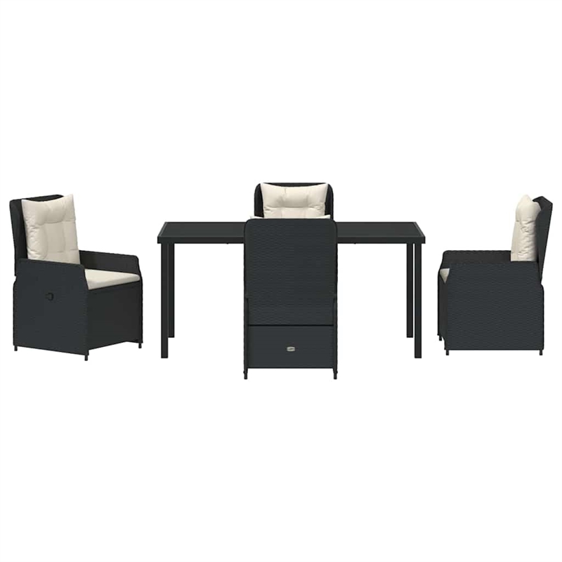 vidaXL 5 Piece Poly Rattan Garden Dining Set in Black