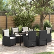 vidaXL 7 Piece Poly Rattan Garden Dining Set in Black