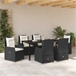 vidaXL 7 Piece Poly Rattan Garden Dining Set in Black