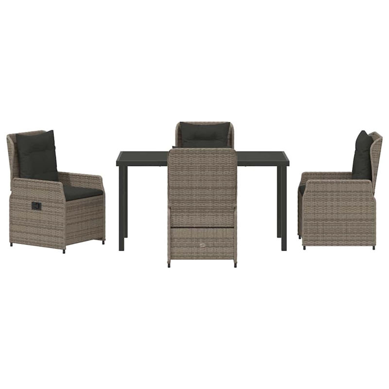 vidaXL 5 Piece Poly Rattan Garden Dining Set in Grey