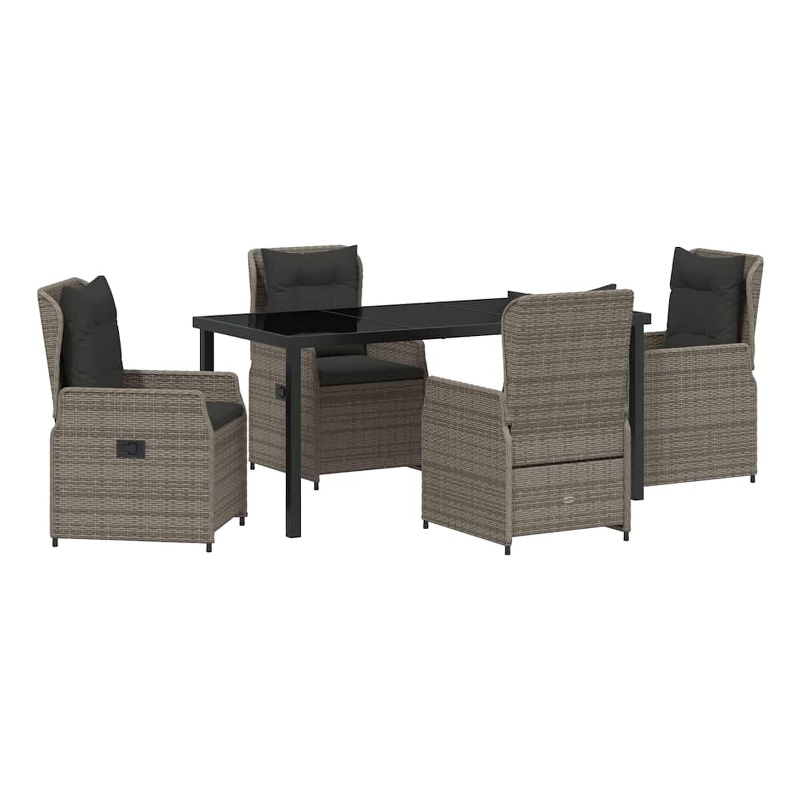 vidaXL 5 Piece Poly Rattan Garden Dining Set in Grey