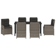 vidaXL 7 Piece Poly Rattan Garden Dining Set in Grey