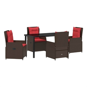vidaXL 5 Piece Poly Rattan Garden Dining Set in Brown