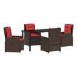vidaXL 5 Piece Poly Rattan Garden Dining Set in Brown