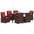 vidaXL 7 Piece Poly Rattan Garden Dining Set in Brown